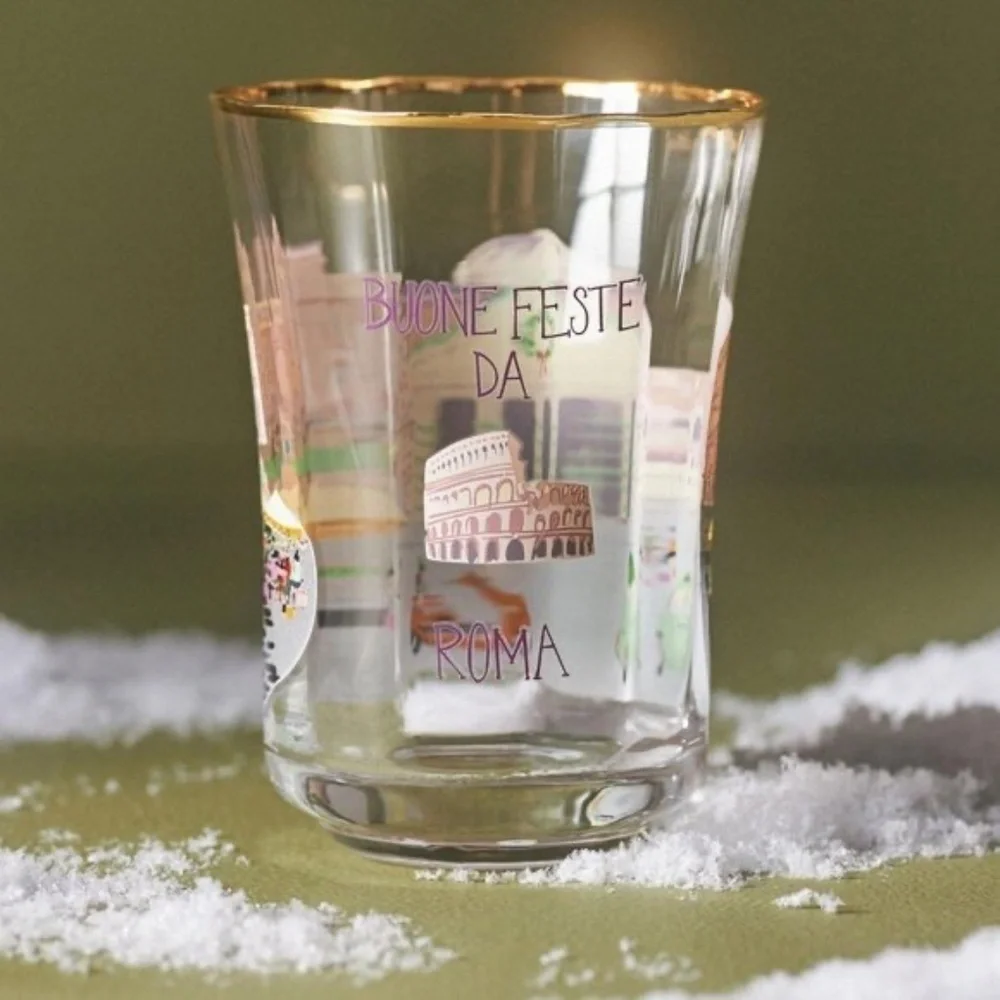 NWT Anthropologie Holiday In The City Rome Christmas Tumbler  Juice  Glass